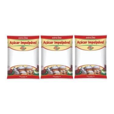 Imagem de Kit Açúcar Impalpável Arcolor 1kg Com 3 Unidades Arcolor