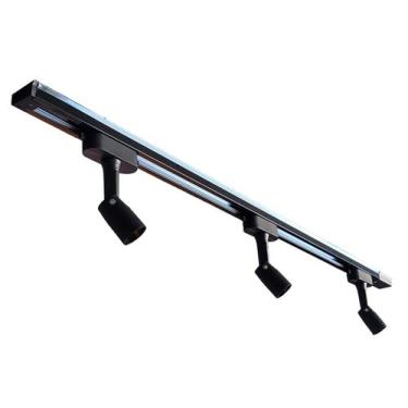 Imagem de Trilho Eletrificado 1 Metro + 3 Spots E27 C/ Lâmpada Par20 Preto 4000K