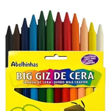 Imagem de Giz de Cera 12 Cores Big Jumbo Kaz Escolar Volta ás Aulas