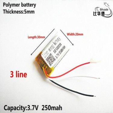 Imagem de Bateria 3,7v 250mah 5mm X 20mm X 30mm 3 Fios 502030 - KMIG