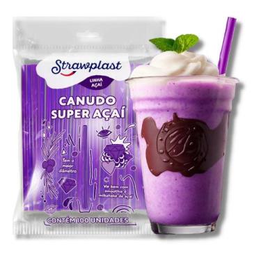 Imagem de Canudo super acai 10mm roxo c/ 100 un. - STRAWPLAST