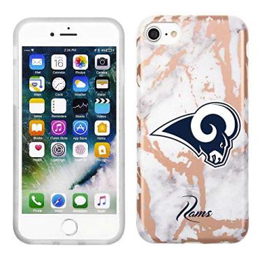 Imagem de Prime Brands Group Capa de celular para Apple iPhone 8/7/6S licenciado pela NFL Los Angeles Rams, mármore branco e ouro rosa