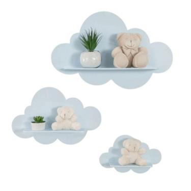 Imagem de Trio De Nichos Modelo Nuvem Em Mdf Quarto De Bebê - ThamyBaby, Nuvem A