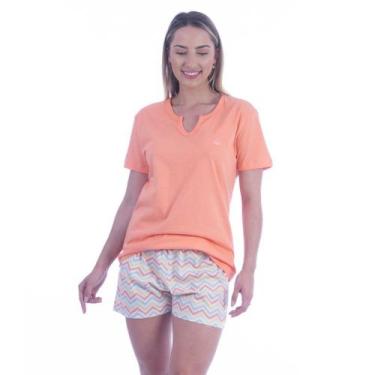 Imagem de Pijama Curto Feminino Adulto Laranja Zig Zag Daisydays Evanilda - 5101