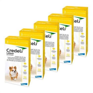 Imagem de 5 Credeli Antipulga Carrapato 56,25mg 1,3- 2,5kg 03 Cpr - Elanco