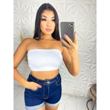 Imagem de CROPPED TOP FAIXA sem alça TAMANHO ÚNICO - BOUTIQUE DONNA AMORA, Branc