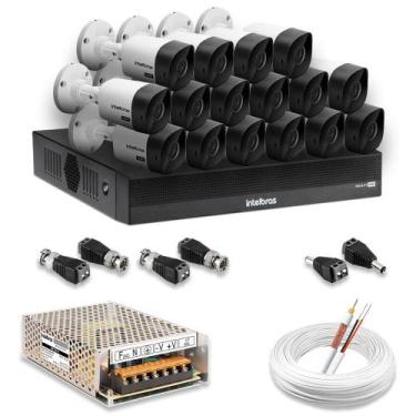 Imagem de Kit 16 Câmeras De Segurança Intelbras Hd 720p Com Dvr Mhdx 1016-c Full