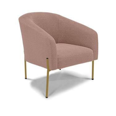 Imagem de Poltrona Decorativa Pé De Ferro Dourado Stella Bouclê D03 - D`rossi Cor Rose
