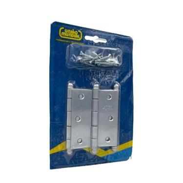 Imagem de Dobradiça Mun Aço 3x2 1/2 Pol. Sem Anel Reta PB Cromo 3 Unidades
