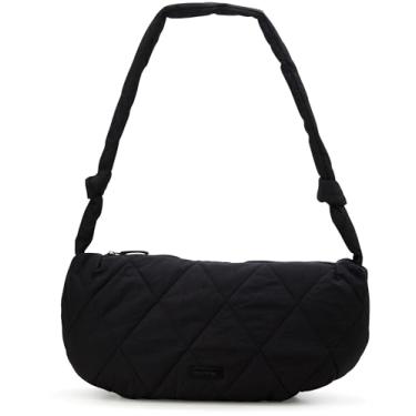 Imagem de Reebok Bolsa tiracolo feminina - Bolsa acolchoada grande para mulheres, bolsa de ombro grande para viagens na academia e uso diário, Priscilla acolchoada preta, One Size