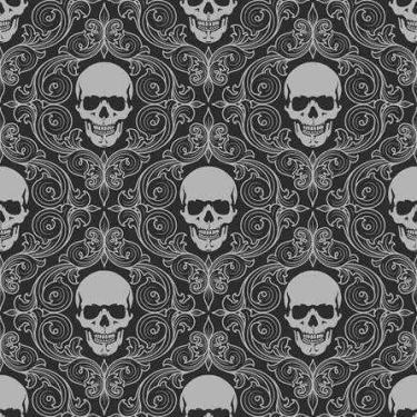 Imagem de Papel de Parede Adesivo Caveiras Preto Cinza 800 Rolo0,58x3M - Adesivo