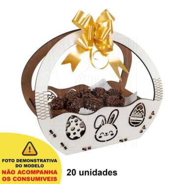 Imagem de 20 Cesta P Páscoa Mdf Branco Ifood Presente Chocolate Ovo - Madelumi