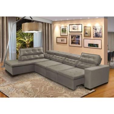 Imagem de Sofá Canto com Chaise Retrátil e Reclinável 7 Lugares 360x220cm Bege S