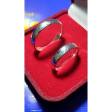 Imagem de Casal Par de Alianças Anatômica Namoro Prata 950  Namoro e Cmpromisso 