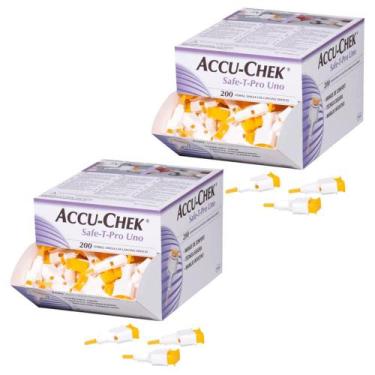 Imagem de Kit 2x Lancetas Accu-Chek Safe T Pro Uno c/ 200 Unidades Roche