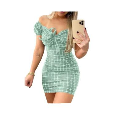 Imagem de Saia Curta Sexy com Detalhes em Grade - Estilo Verão, BR-G2, Verde