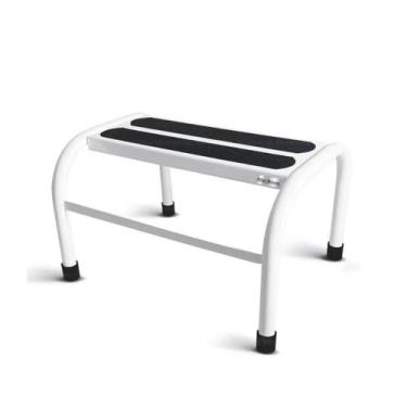 Imagem de Escada Auxiliar Para Maca Um Degrau Branca Metálica Prática Segurança 