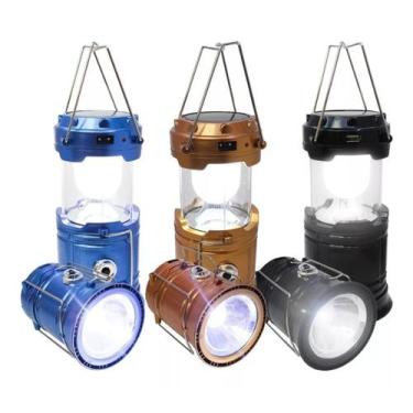 Imagem de Lampião Lanterna Luminária Carregador Solar Camping Usb Led - Max Mídi