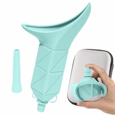 Imagem de HieerBus Dispositivo de micção feminina, mictório feminino dobrável, funil reutilizável para fazer xixi permite que as mulheres façam xixi em pé, copo portátil de silicone para fazer xixi com estojo