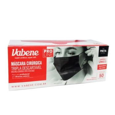 Imagem de Mascara Cirúrgica Tripla Descartável Preta C/50uni - Vabene