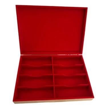 Imagem de porta óculos 8 divisorias MDF flocadas, Vermelho