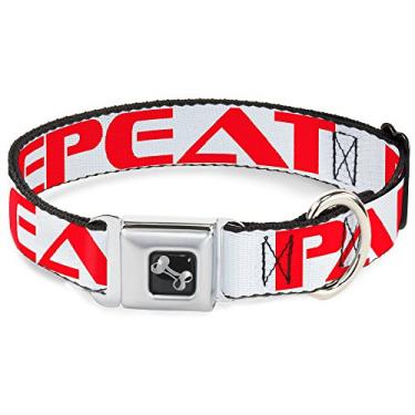 Imagem de Coleira de cachorro Osso - Festa-Dormir-Repeat Branco Vermelho - Grande 38-66 cm