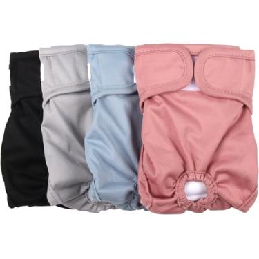 Imagem de JoyDaog Fraldas para Cães Femininos, Fraldas Premium Laváveis Reutilizáveis para Cães Pequenos, 4 Pacotes para Calor, Incontinência, Fraldas para Cachorros de Período, S