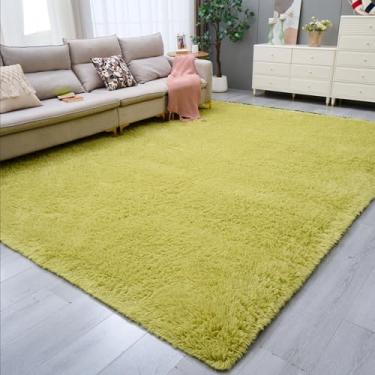 Imagem de POEMLAND Tapetes de pelúcia para sala de estar, tapete felpudo antiderrapante verde super macio, tapetes grandes e peludos, quarto de crianças, meninas, meninos, dormitório, berçário, decoração de