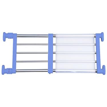 Imagem de Hershii Prateleira de tensão de armário e haste expansível de metal organizador ajustável separador divisor DIY para armário guarda-roupa armário cozinha banheiro - azul