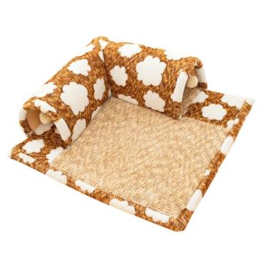 Imagem de Generic Gato Túnel e Cama Play Center com Bola de Jogo Brinquedo Respirável Confortável Playground Hideout Interativo para Gatos Indoor, M Size Coffee