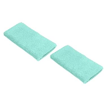 Imagem de PATIKIL Pulseiras esportivas 8 x 15 cm, pacote com 2 faixas absorventes de tecido felpudo de algodão para tênis, basquete, malhar, corrida atlética, azul celeste
