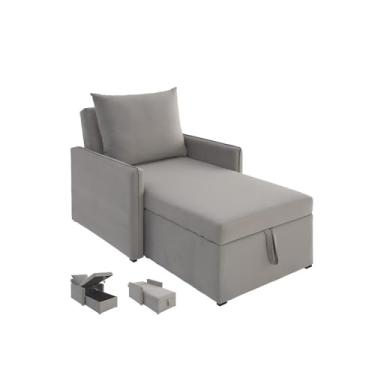 Imagem de Sofá 3 em 1 Chaise, Cama e Baú Neve Bege Estofama