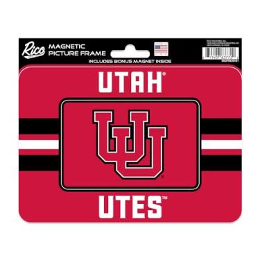 Imagem de Rico Industries Porta-retrato magnético NCAA Utah Utes Stripes (12,7 cm x 17,1 cm) e conjunto de ímã - Decoração de casa - churrasqueira, escritório, cozinha