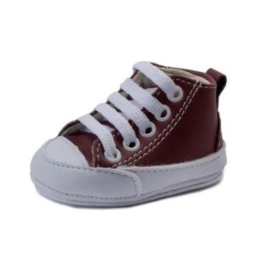 Imagem de Sapatinhos Bebê-Tenis recém-nascido primeiros passos, forrado com tecido espumado 14ao20 baby 1101D (Vinho Branco, BR, Bebê, Numérico, 15)