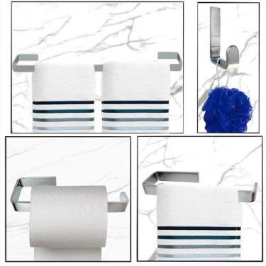 Imagem de Kit Acessorios para banheiro Modern 4 peças - diretoo, PRATA 
