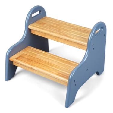 Imagem de StrongTek Banquinho Infantil De 2 Degraus, Banquinho De Madeira De Carvalho Para Crianças, Seguro E Resistente, Ideal Para Banheiro, Cozinha, Uso Doméstico, Durável, Antiderrapante, Segurança Infant