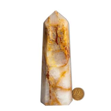 Imagem de Ponta Alabastro Pedra Natural Gerador 13cm 356g Classe B - CristaisdeC