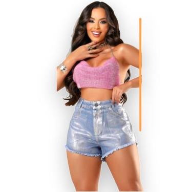 Imagem de Shorts Jeans Feminino Prata Modelo Foil - HUSG, 36