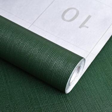 Imagem de Sevalo Papel de parede verde oliva de contato verde para armários e gavetas papel de parede removível em relevo texturizado autoadesivo removível quarto banheiro à prova d'água quarto escuro 40 cm L