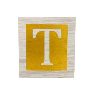 Imagem de Cubo Amarelo Letra Branco com Aplique Festa Chá de Bebê Decoração 8x8x