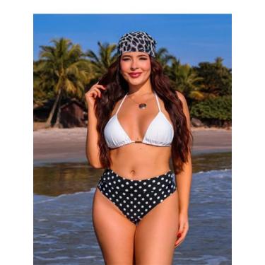 Imagem de Biquini Cortininha Com Calcinha Fio Duplo Hot Paint cós Alto, Branco/P