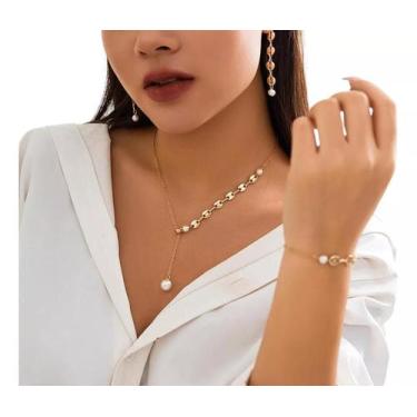 Imagem de L0269-Colar Bijuteria Festa Luxo Brinco Pulseira Conjunto 25s11 - Xumi