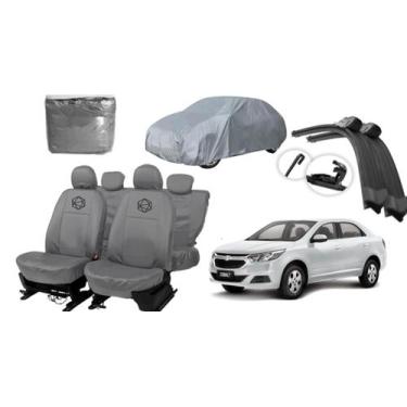 Imagem de Kit capa banco couro Cobalt + capa cobrir + limpador - ferro tech br