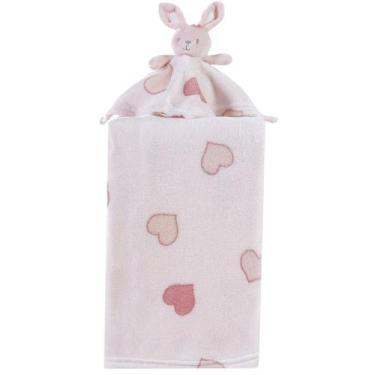 Imagem de Manta com Naninha Flannel Estampada para Bebê 75x100 - Bene Casa, Rosa