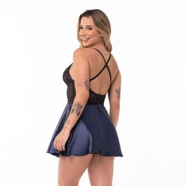 Imagem de Camisola Feminina Cetim Lisa Lingerie - Noite Encanto Lingerie, G