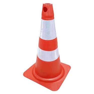 Imagem de Cone de Sinalização PVC Flexível 75cm Laranja e Branco Plastcor 700000