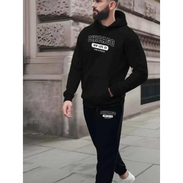 Imagem de Conjunto Calça Academia Jogger Moletom Blusa Masculino Feminino com Ca