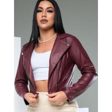 Imagem de Jaqueta Estilosa de material sintético Feminina Ziper Inverno Elegante