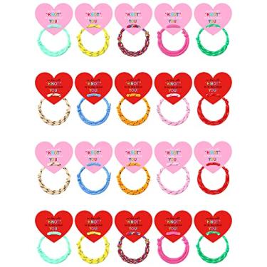 Imagem de Junkin 60 peças de pulseiras de nó de dia dos namorados com cartão, nossa classe será o mesmo sem você para sala de aula, presentes de troca de dia dos namorados, pulseiras de amizade, cartões para lembrancinhas de festa infantil, Sem pedras preciosas