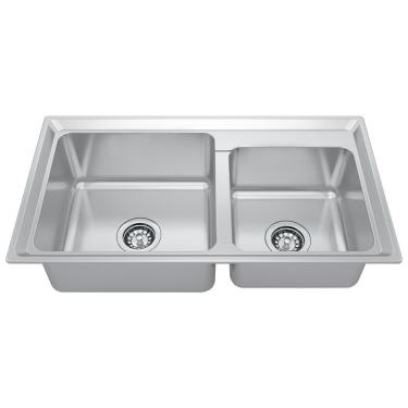 Imagem de Cuba Para Cozinha Gourmet Pia Dupla Aço Inox 79X43X21Cm Acetinado Ghelplus Inox